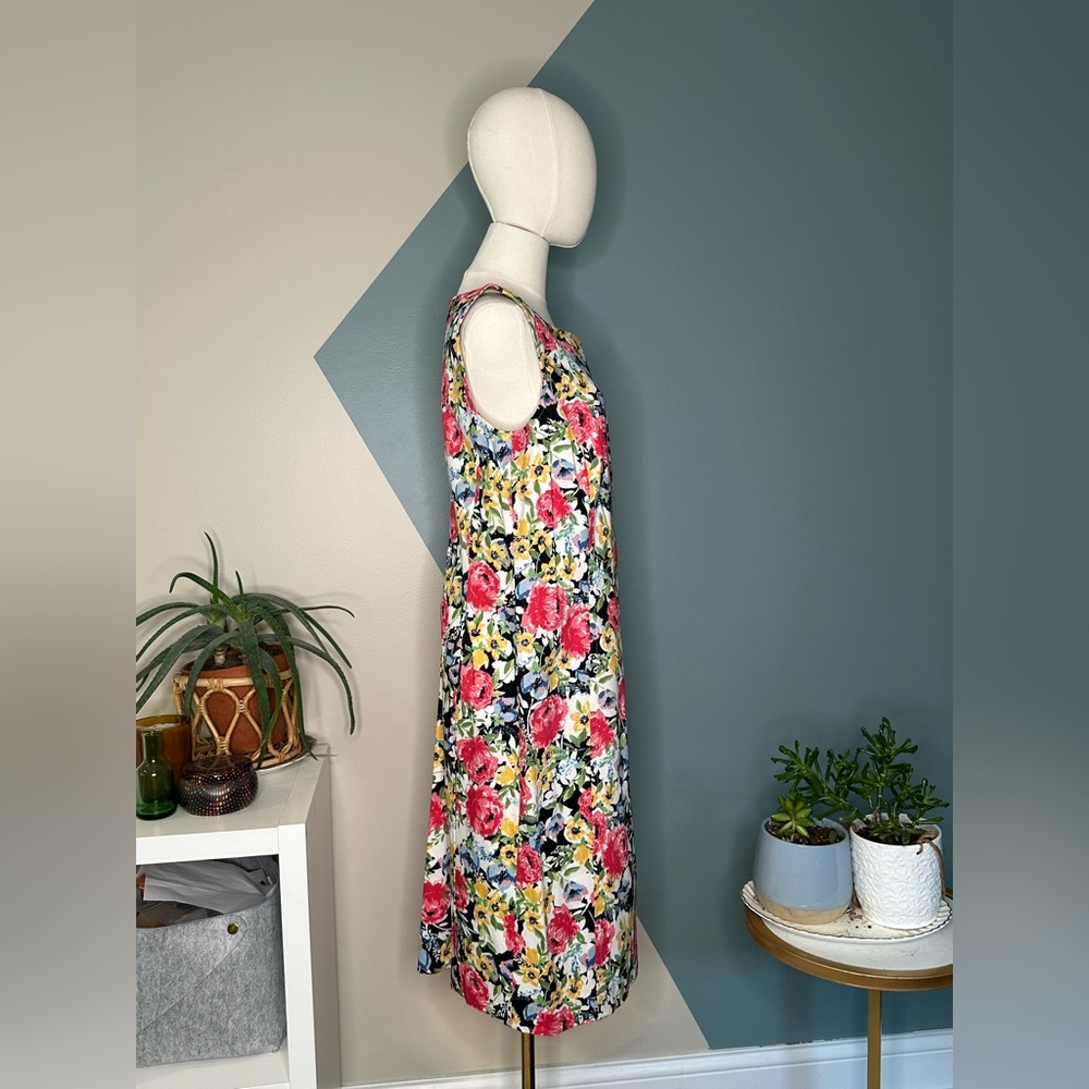 Talbots Sleeveless Sheath Midi Dress Floral Print Cotton Blend Kentucky Derby 12 - Picture 4 of 12